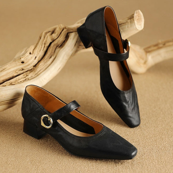 Merlot Genuine Leather Heels  Liora Lane Boutique  Black / 9.5 119.99