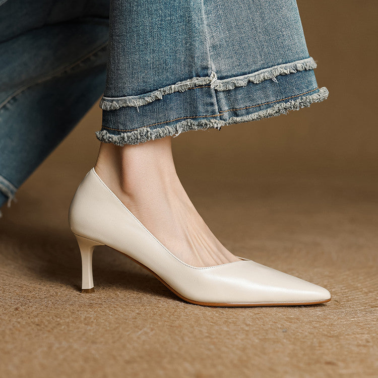 Nuva Genuine Leather Heels  Liora Lane Boutique  White / 9.5 99.99