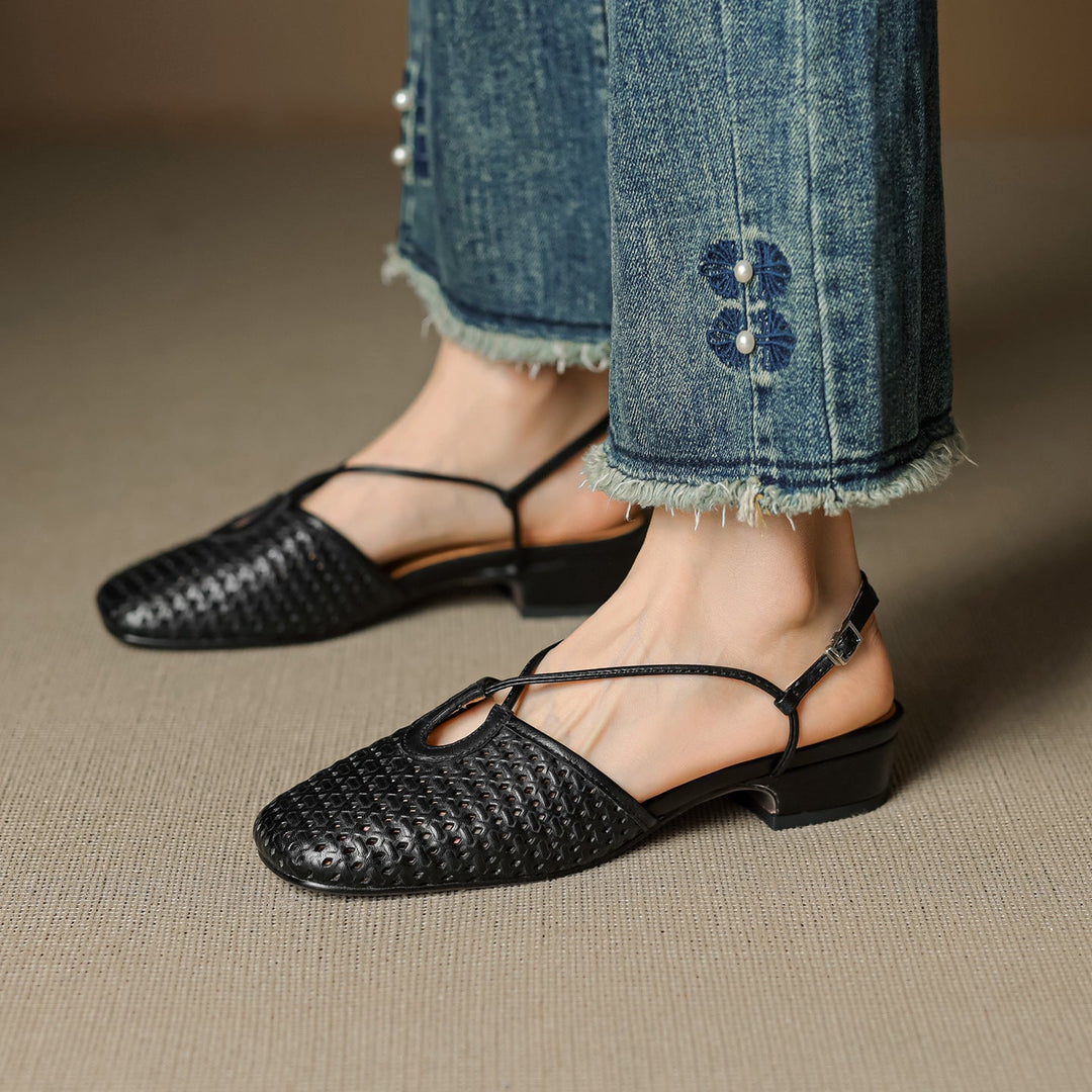 Opal Genuine Leather Slingbacks  Liora Lane Boutique  Black / 9.5 109.99