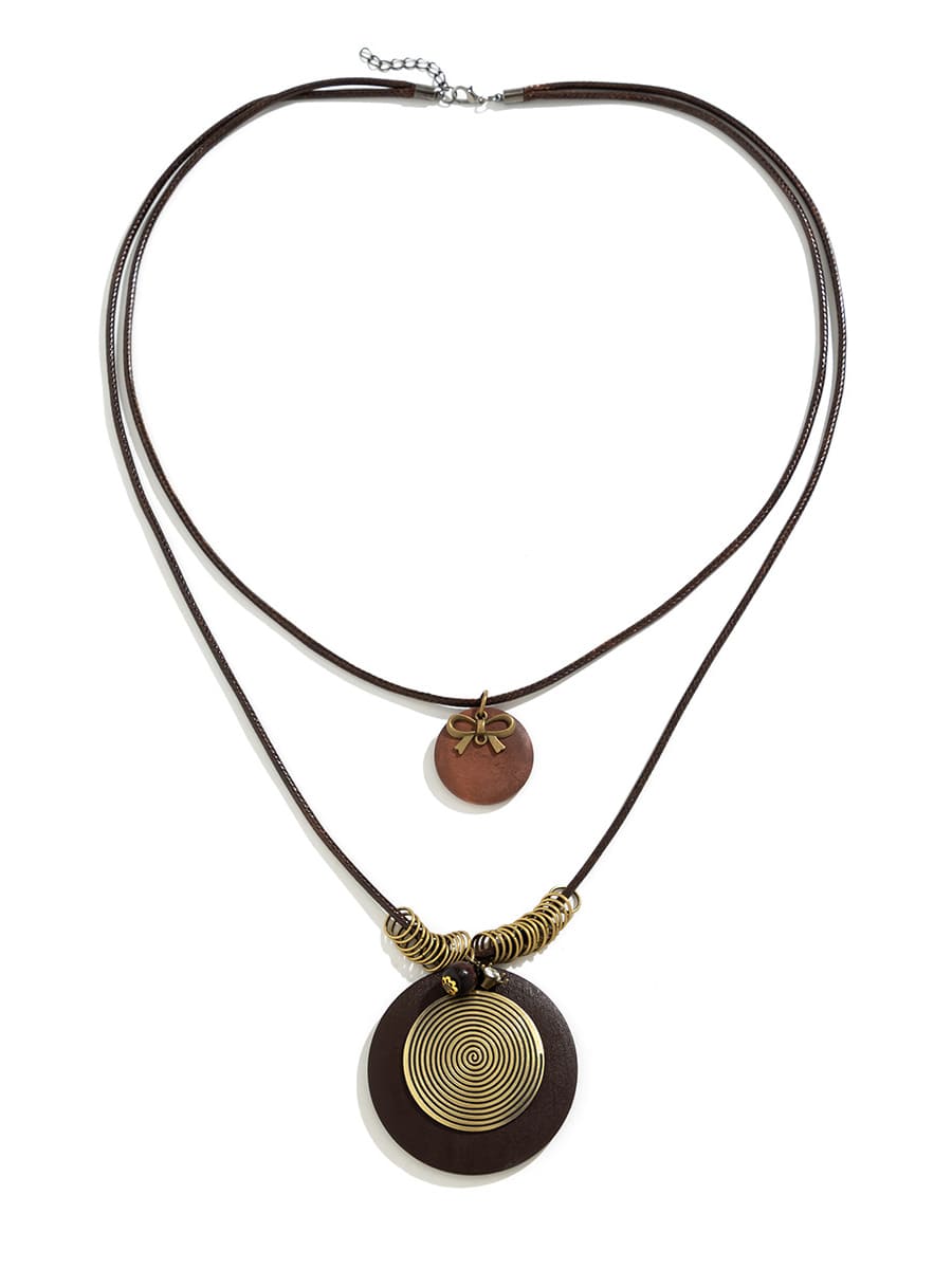 Long Necklace with Wooden Disc and Beads Jasmine's Boutique Australia