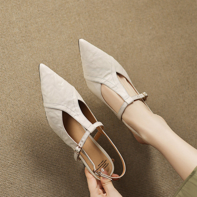 Noir Genuine Leather Heels  Liora Lane Boutique  Beige / 9.5 119.99