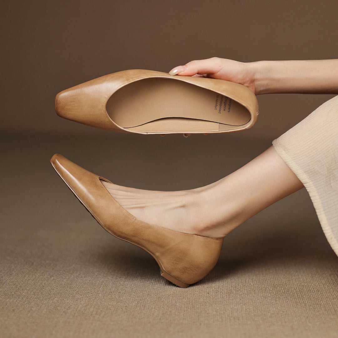 Oren Genuine Leather Flats  Liora Lane Boutique  Apricot / 9.5 119.99