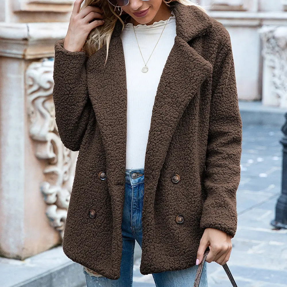 Cream Double-Breasted Sherpa Coat Jasmine's Boutique Australia