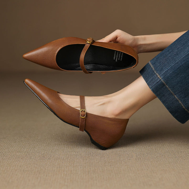 Delia Genuine Leather Heels  Liora Lane Boutique  Caramel / 9.5 119.99