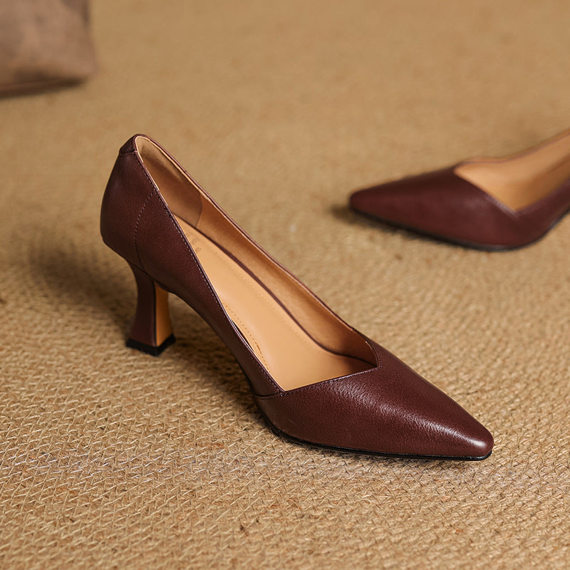 Zyne Genuine Leather Heels  Liora Lane Boutique