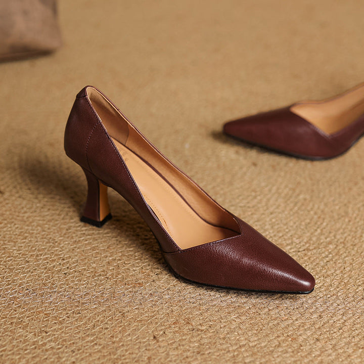 Zyne Genuine Leather Heels  Liora Lane Boutique