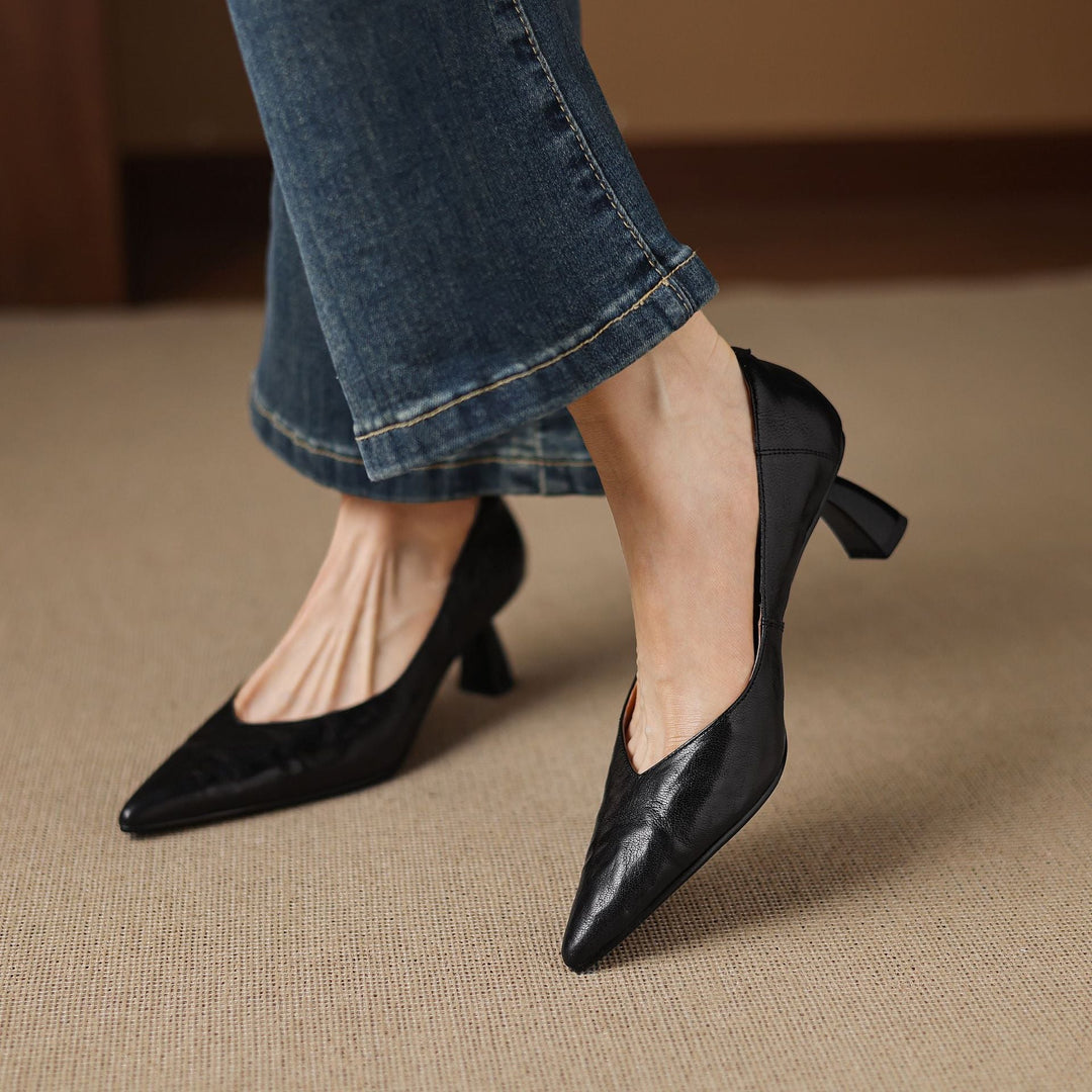 Veler Genuine Leather Heels  Liora Lane Boutique  Black / 9.5 119.99