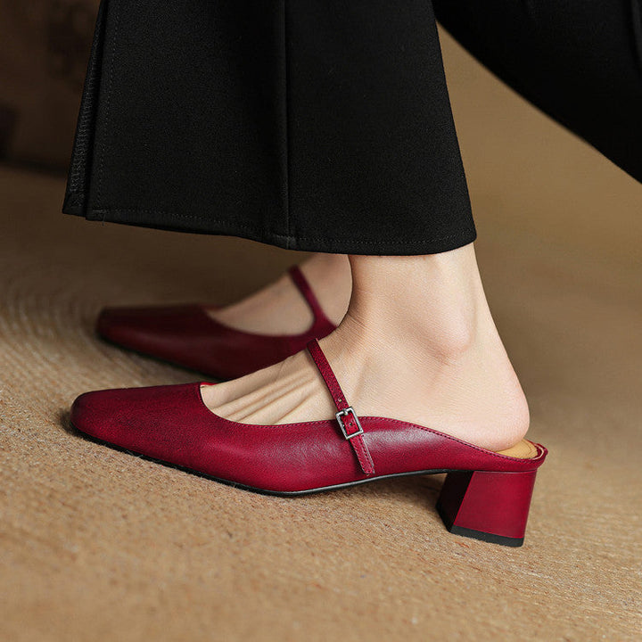 Esmer Genuine Leather Mules  Liora Lane Boutique