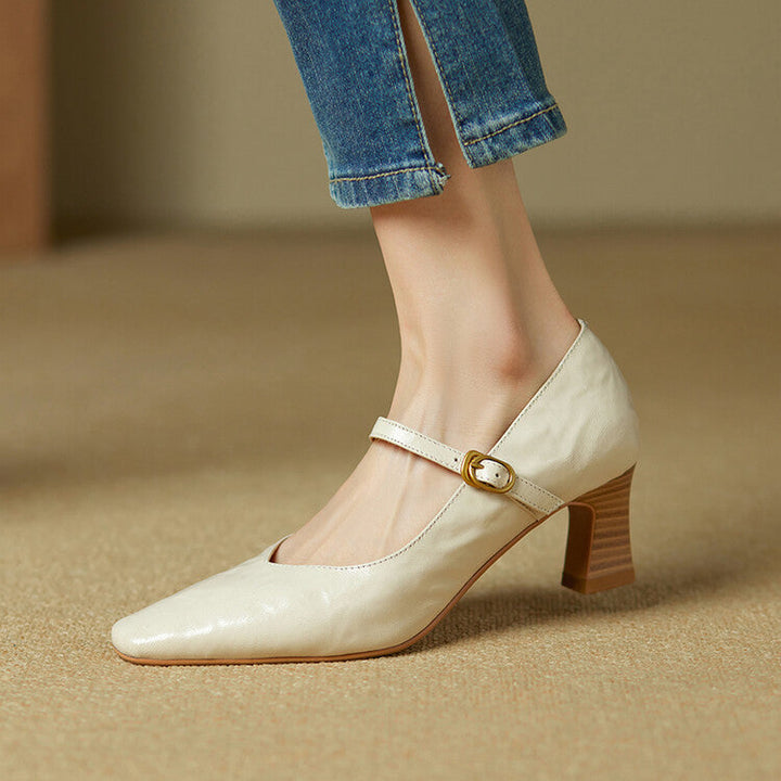 Estel Genuine Leather Heels  Liora Lane Boutique  White / 8.5 119.99