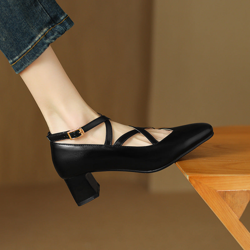 Elva Leather Heels  Liora Lane Boutique