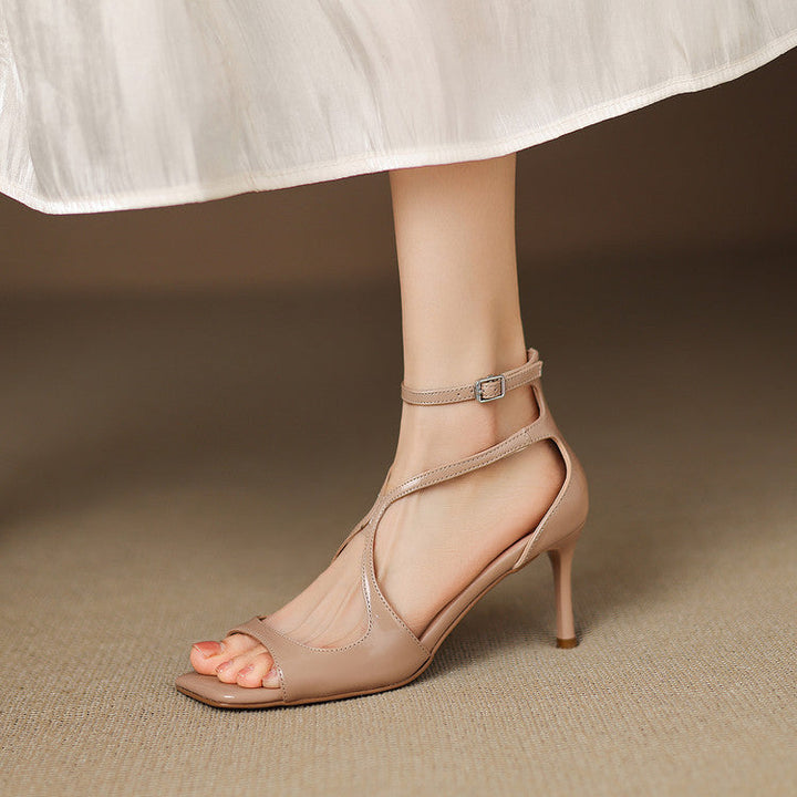 Christine Genuine Leather Heels  Liora Lane Boutique