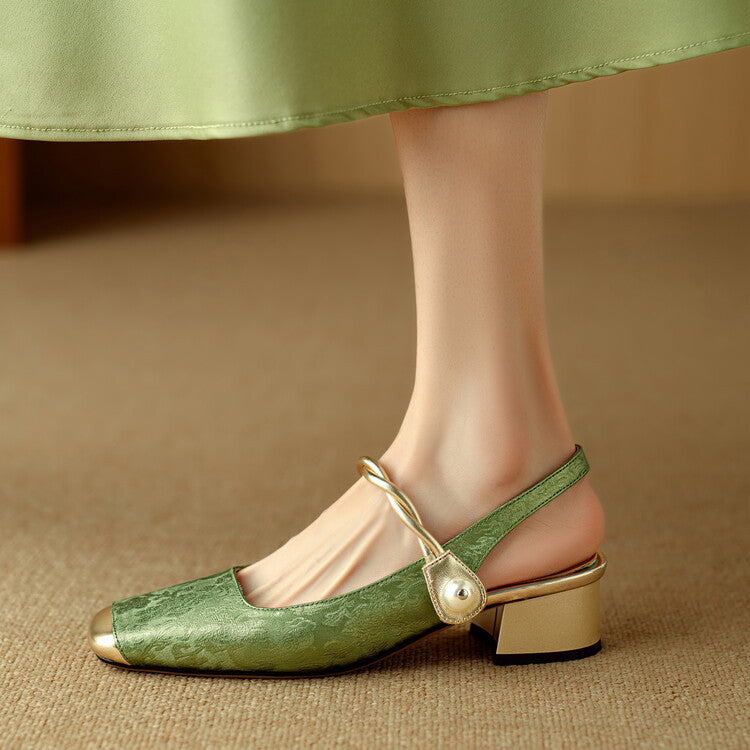 Galene Leather Heels  Liora Lane Boutique  Green / 9.5 59.99