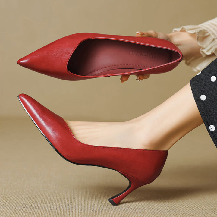 Noira Genuine Leather Heels  Liora Lane Boutique  Maroon / 9.5 99.99