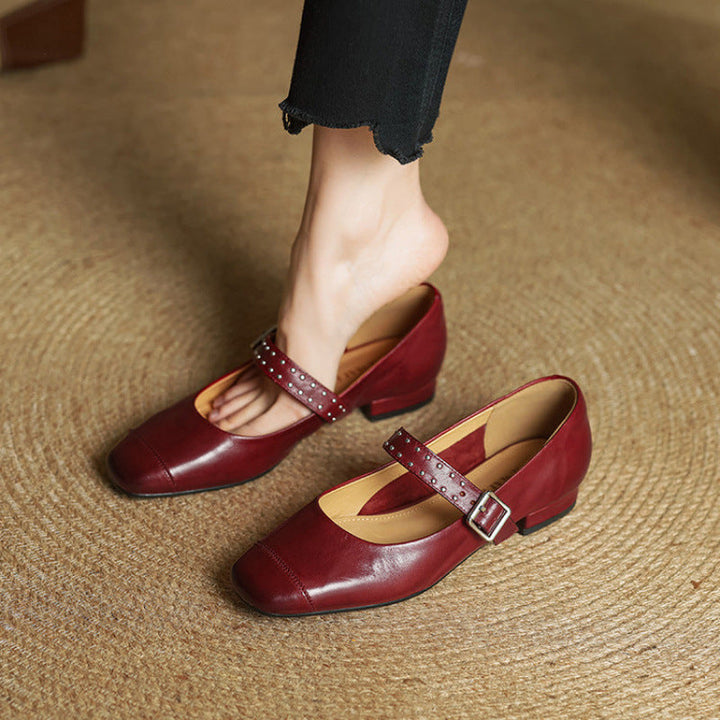 Elry Genuine Leather Shoes  Liora Lane Boutique  Maroon / 9.5 109.99