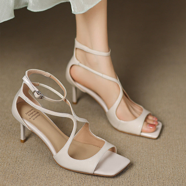 Christine Genuine Leather Heels  Liora Lane Boutique  White / 9.5 119.99