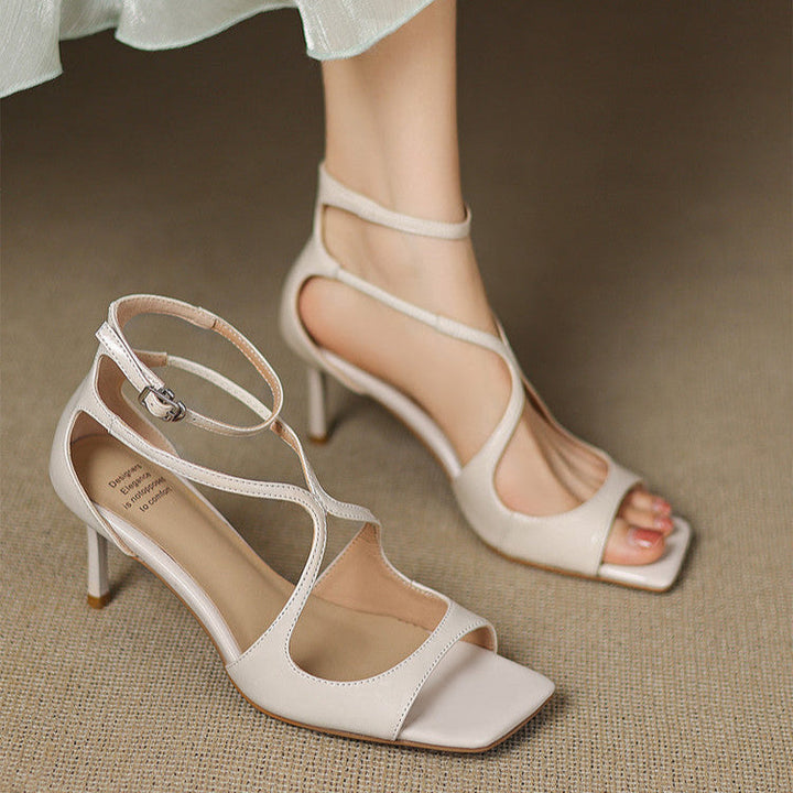 Christine Genuine Leather Heels  Liora Lane Boutique  White / 9.5 119.99