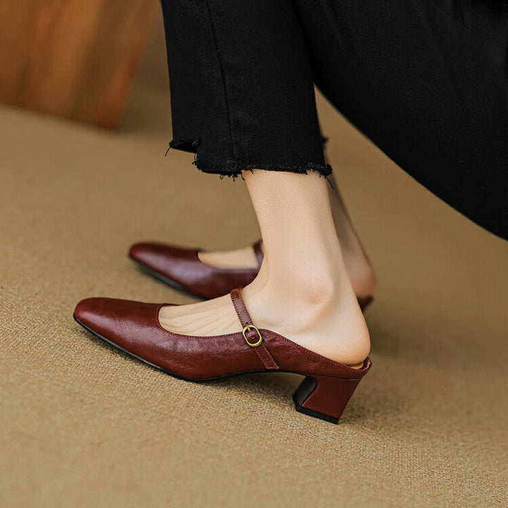 Vian Genuine Leather Mules  Liora Lane Boutique