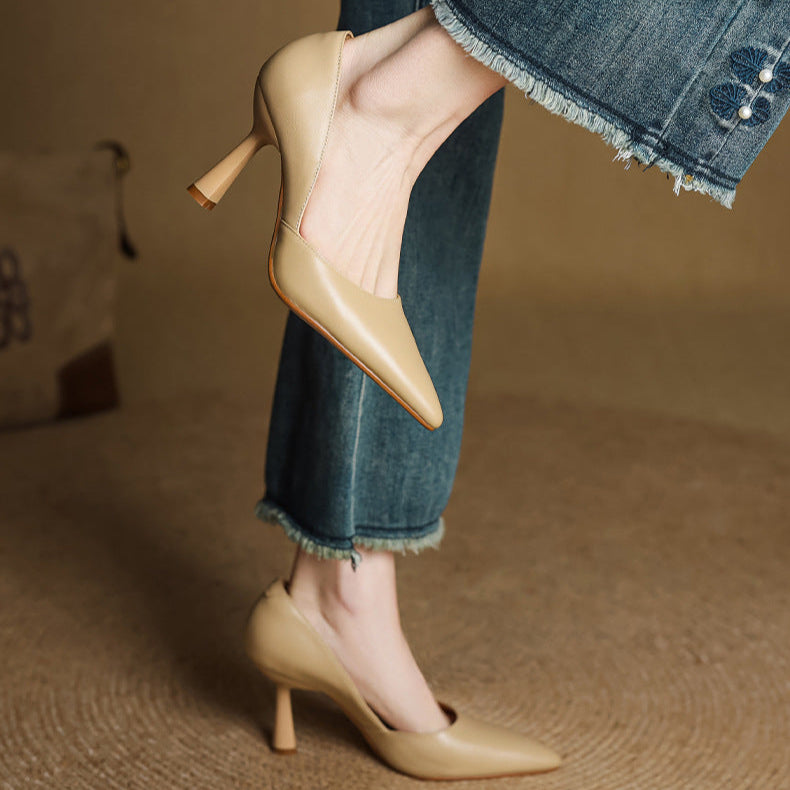 Liana Genuine Leather Heels  Liora Lane Boutique