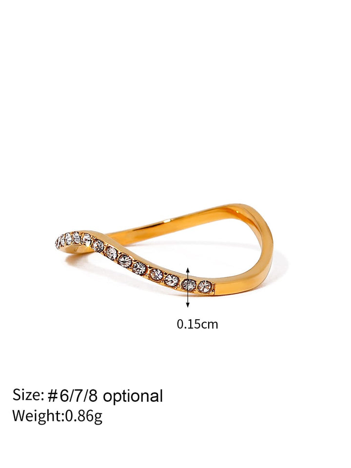 Sleek Wave Line Diamond-Inlaid Ring Jasmine's Boutique Australia