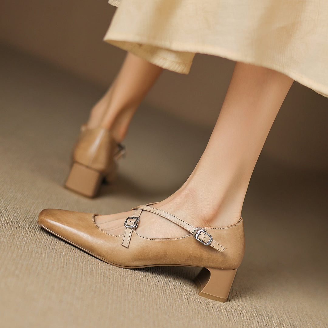 Ciora Genuine Leather Heels  Liora Lane Boutique  Apricot / 9.5 109.99