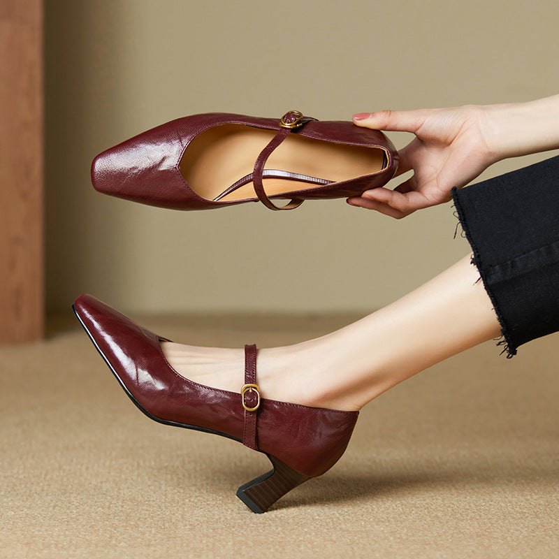 Estel Genuine Leather Heels  Liora Lane Boutique  Maroon / 8.5 119.99