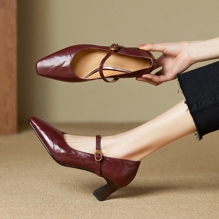 Estel Genuine Leather Heels  Liora Lane Boutique  Maroon / 8.5 119.99