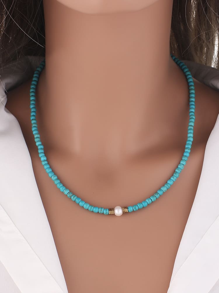 Necklace with Turquoise and Pearl Jasmine's Boutique Australia