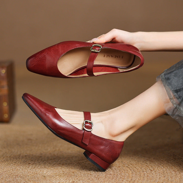 Maira Genuine Leather Heels  Liora Lane Boutique  Maroon / 9.5 119.99