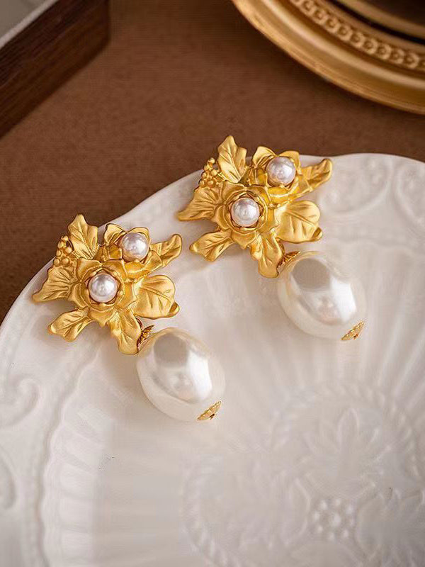 Pink Vintage Baroque Pearl Stud Earrings Jasmine's Boutique Australia