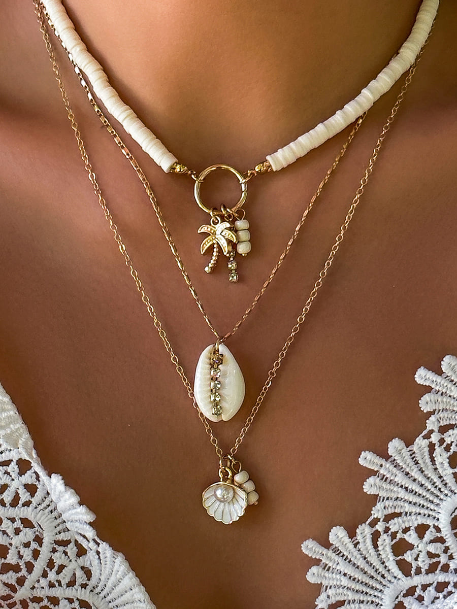 Layered Shell And Sunflower Pendant Necklace Jasmine's Boutique Australia