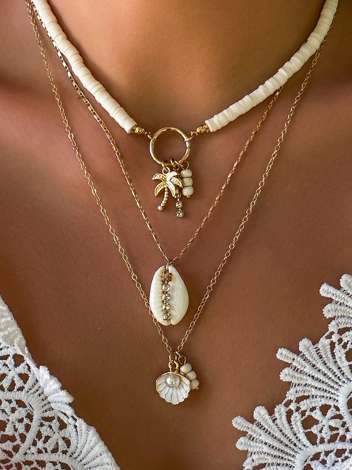 Layered Shell And Sunflower Pendant Necklace Jasmine's Boutique Australia