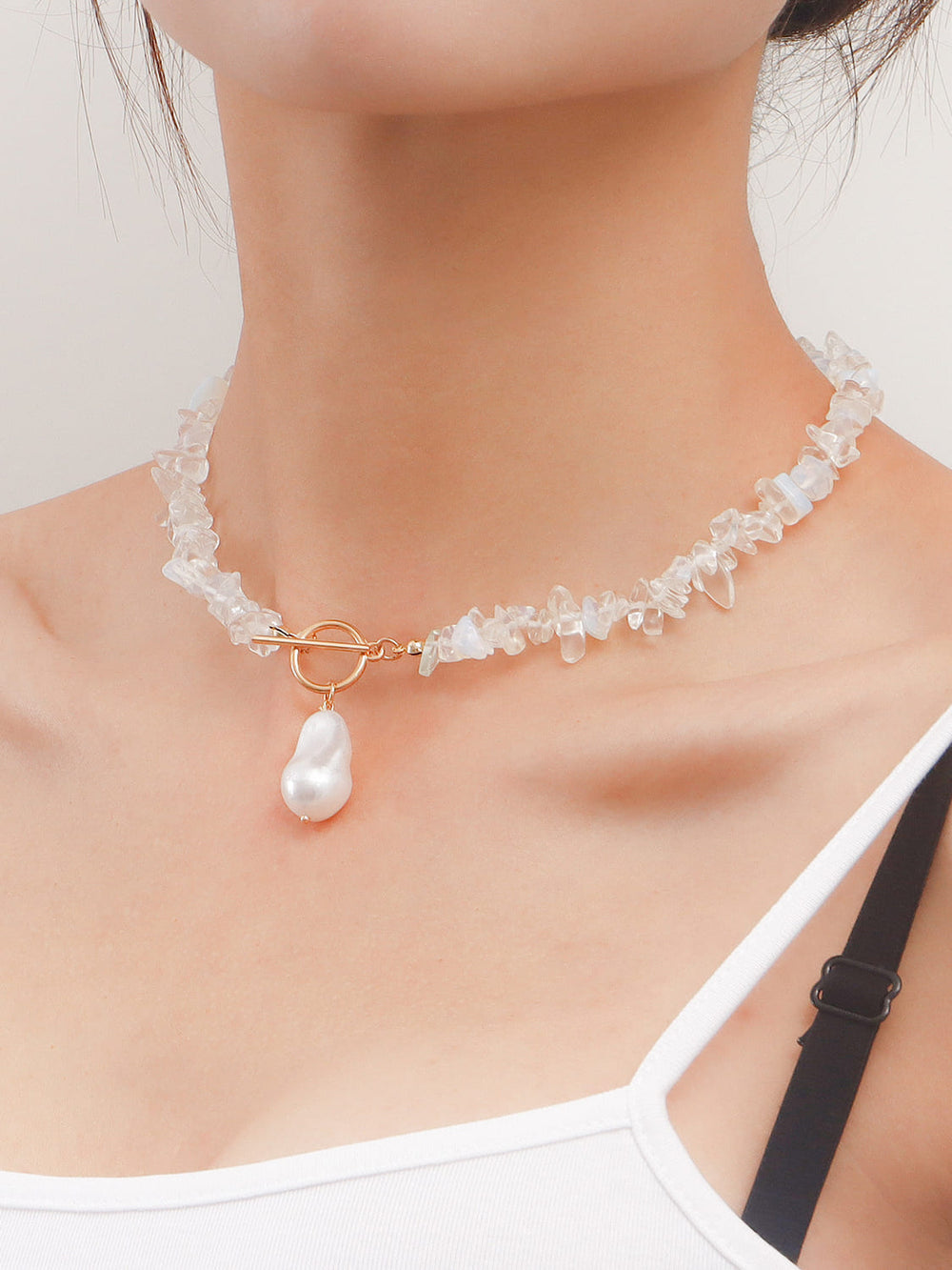 Coral Chip & Pearl Necklace Statement Jasmine's Boutique Australia