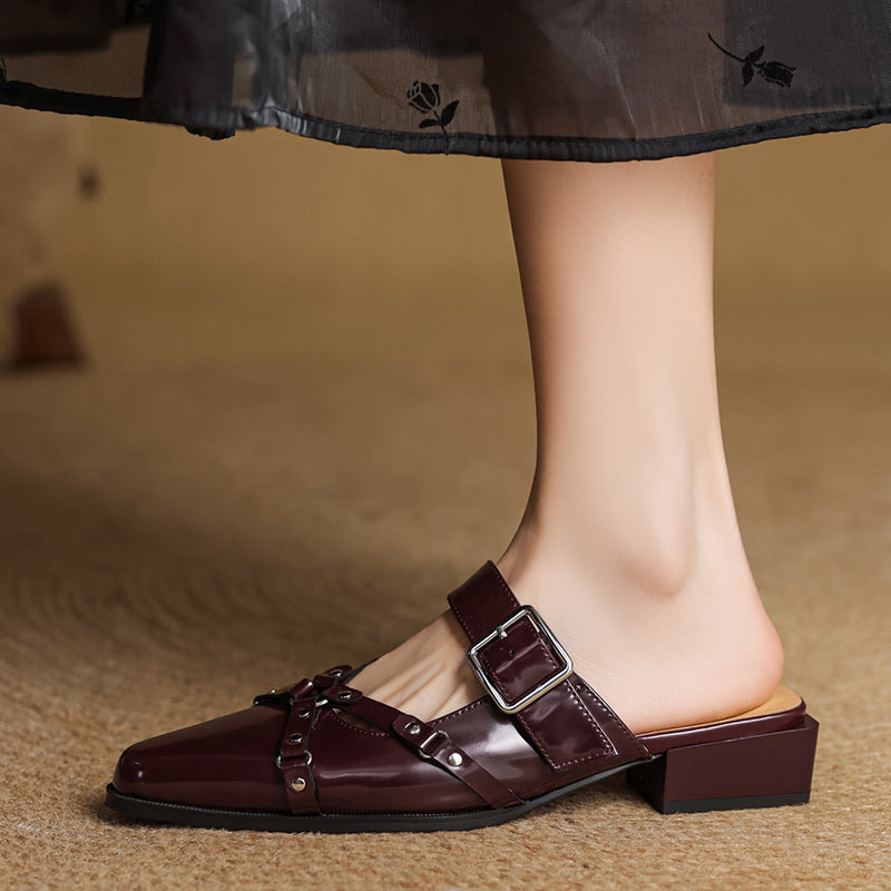 Renly Genuine Leather Slingbacks  Liora Lane Boutique  Maroon / 9.5 119.99