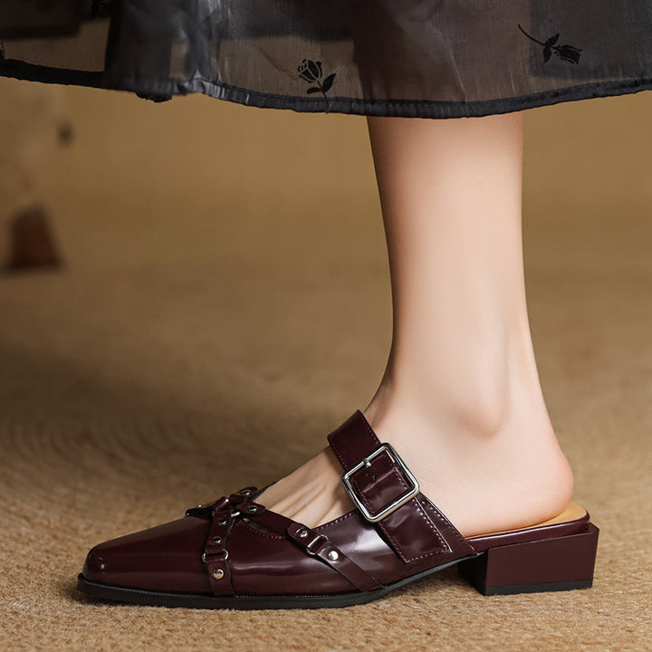 Renly Genuine Leather Slingbacks  Liora Lane Boutique  Maroon / 9.5 119.99