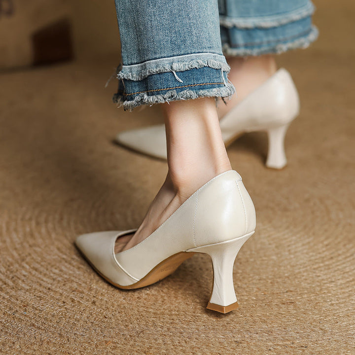 Zyne Genuine Leather Heels  Liora Lane Boutique