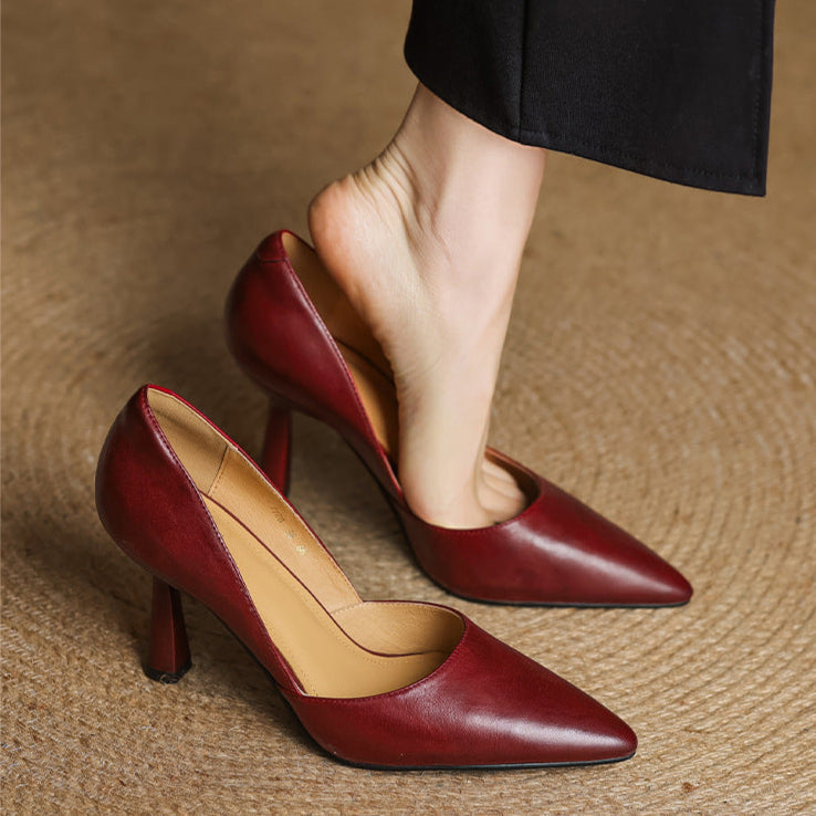 Liana Genuine Leather Heels  Liora Lane Boutique