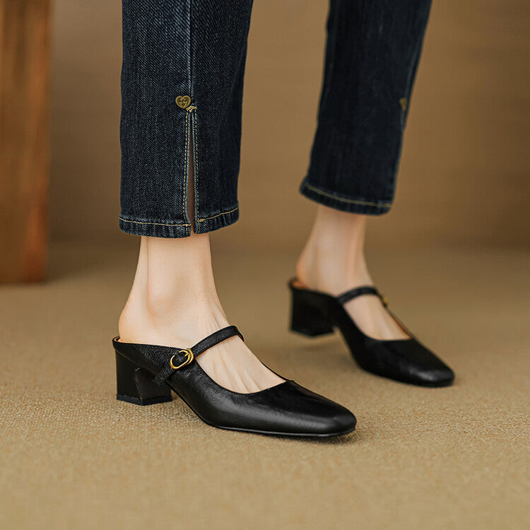 Vian Genuine Leather Mules  Liora Lane Boutique