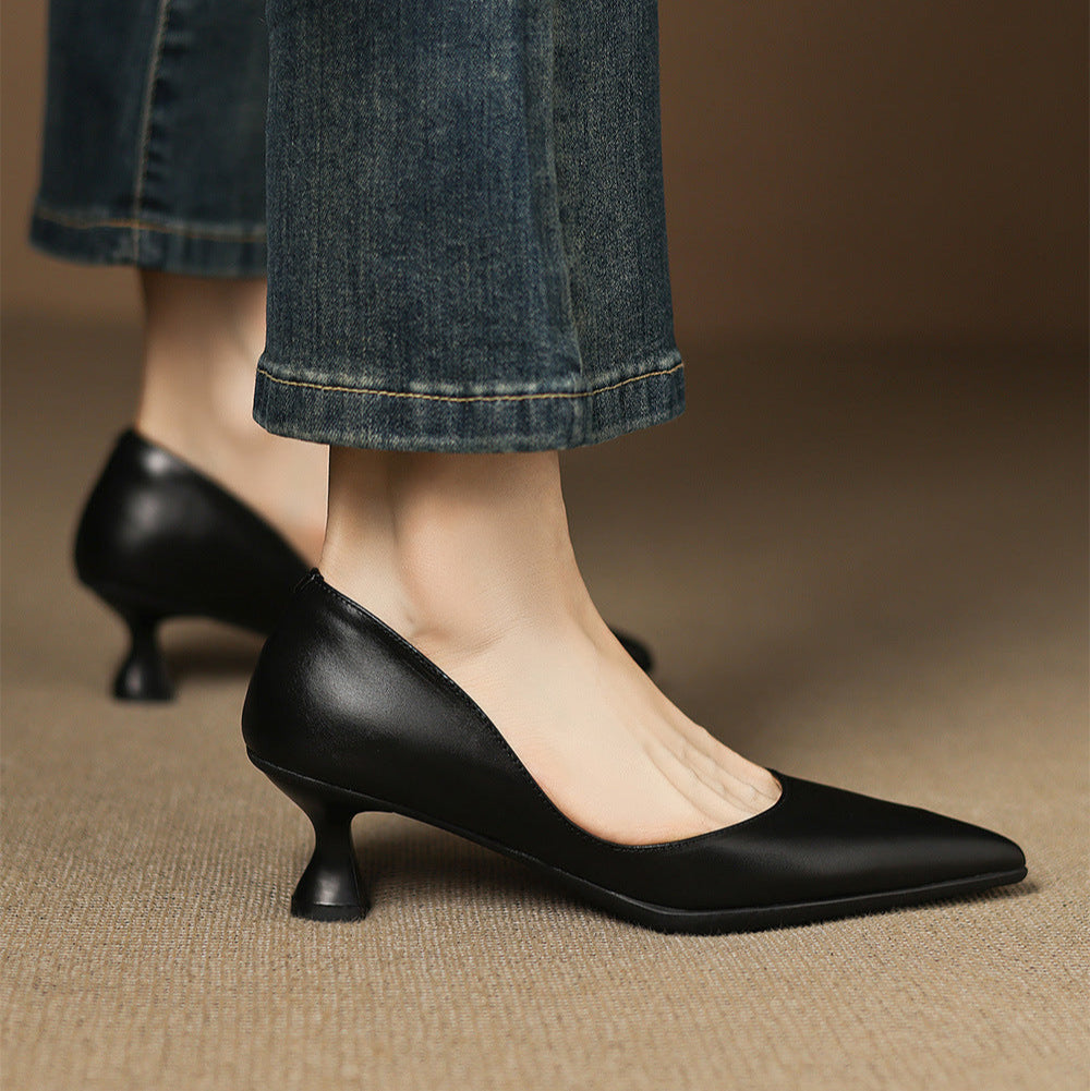 Elyia Genuine Leather Heels  Liora Lane Boutique