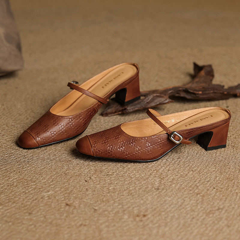 Edda Genuine Leather Mules  Liora Lane Boutique