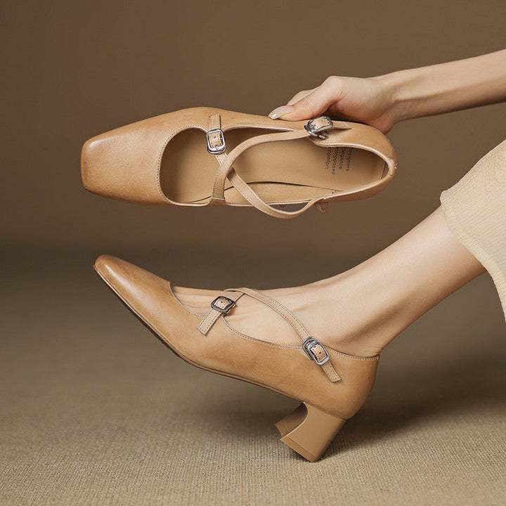 Ciora Genuine Leather Heels  Liora Lane Boutique