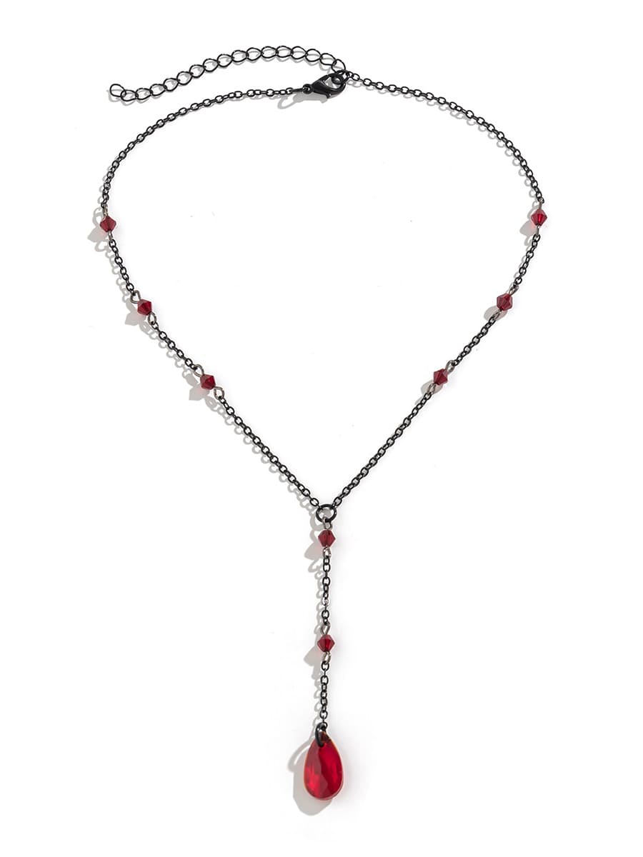 Gothic Black Teardrop Crystal Chain Necklace Jasmine's Boutique Australia