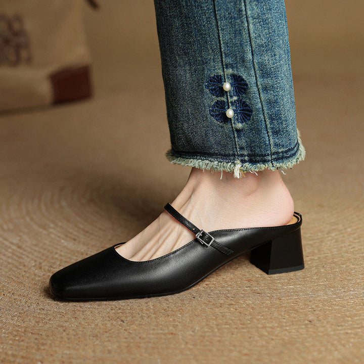 Esmer Genuine Leather Mules  Liora Lane Boutique