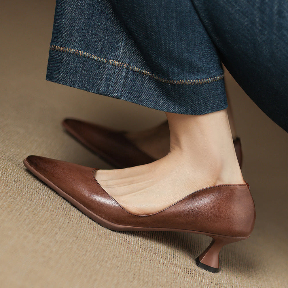 Elyia Genuine Leather Heels  Liora Lane Boutique