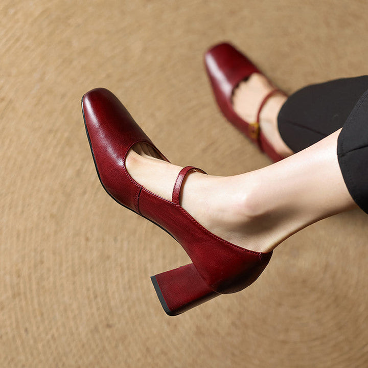 Lenara Genuine Leather Heels  Liora Lane Boutique