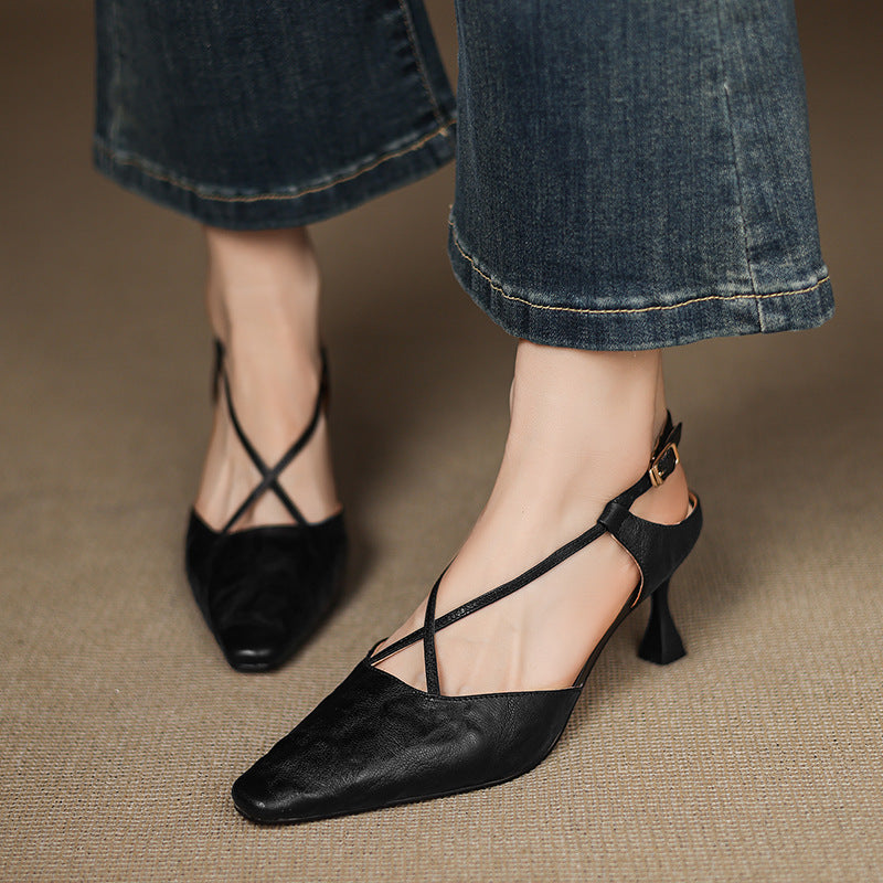 Velta Genuine Leather Heels  Liora Lane Boutique