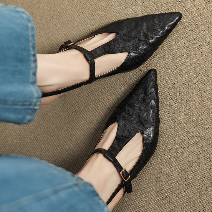 Noir Genuine Leather Heels  Liora Lane Boutique