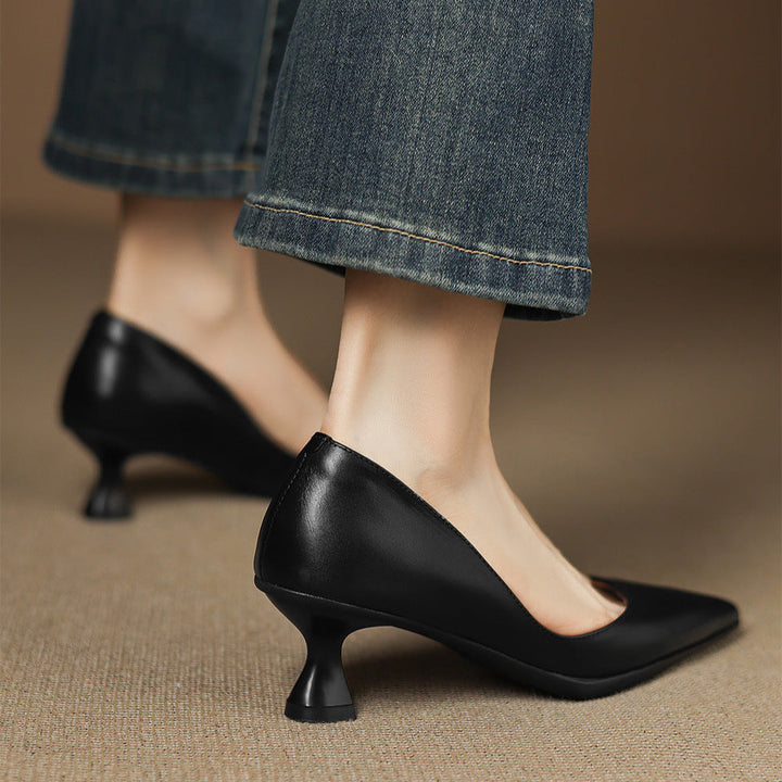 Elyia Genuine Leather Heels  Liora Lane Boutique