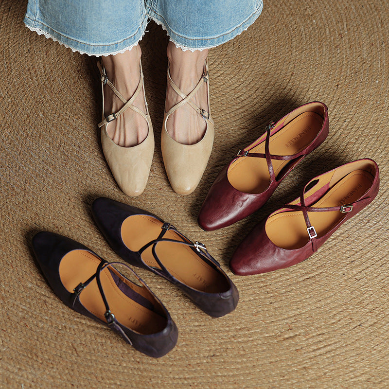 Eclan Genuine Leather Flats  Liora Lane Boutique