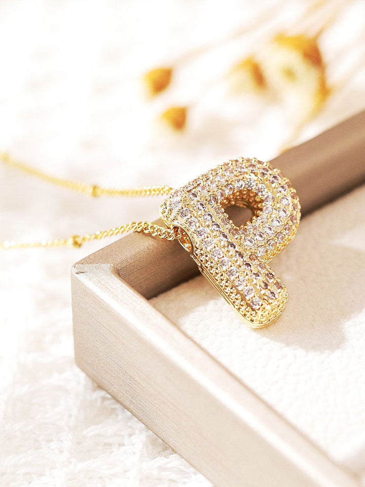 Pavé Bubble Letter Monogram Necklace Jasmine's Boutique Australia