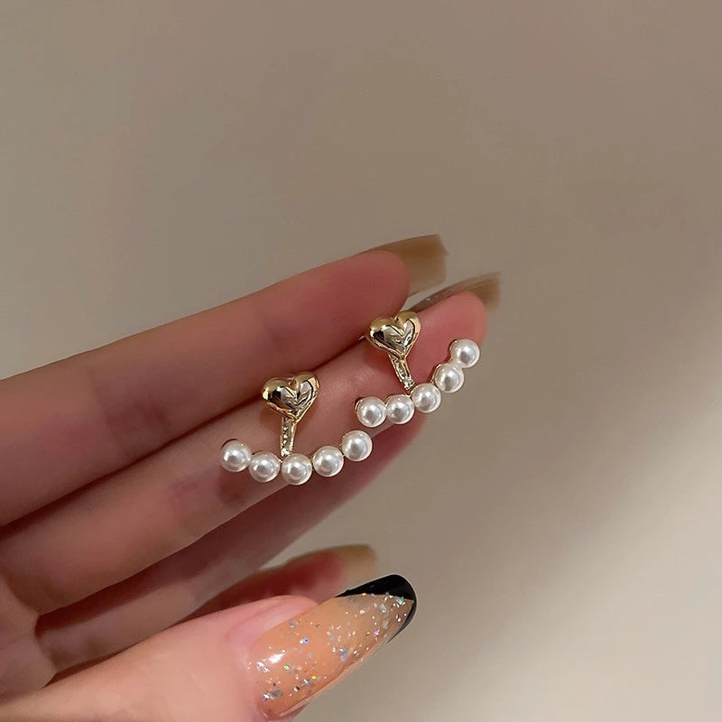 Dangling Pearl Heart Earrings in Gold Jasmine's Boutique Australia